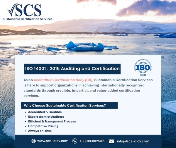 🌍 𝐈𝐒𝐎 𝟏𝟒𝟎𝟎𝟏:𝟐𝟎𝟏𝟓 𝐀𝐮𝐝𝐢𝐭𝐢𝐧𝐠 & 𝐂𝐞𝐫𝐭𝐢𝐟𝐢𝐜𝐚𝐭𝐢𝐨𝐧 𝐒𝐞𝐫𝐯𝐢𝐜𝐞𝐬 𝐚𝐭 Sustainable Certification Services 🌱
