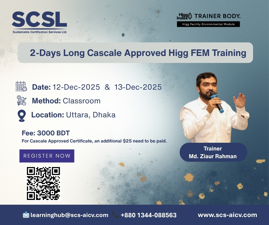 2-Day-Long Cascale-Approved Higg FEM Training